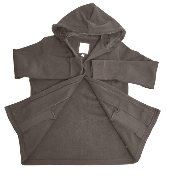 Merona Womens Hooded Brown Fleece Lined Jacket Button Closure Front Pocket Sz L - Picture 4 of 9